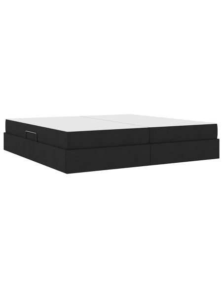 Letto con contenitore e materasso Nero 200 x 200 cm Poliestere