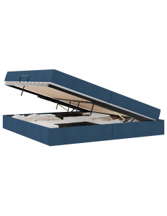 Letto con contenitore e materasso Blu 200 x 200 cm Poliestere 2