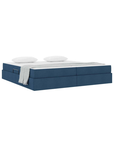 Letto con contenitore e materasso Blu 200 x 200 cm Poliestere