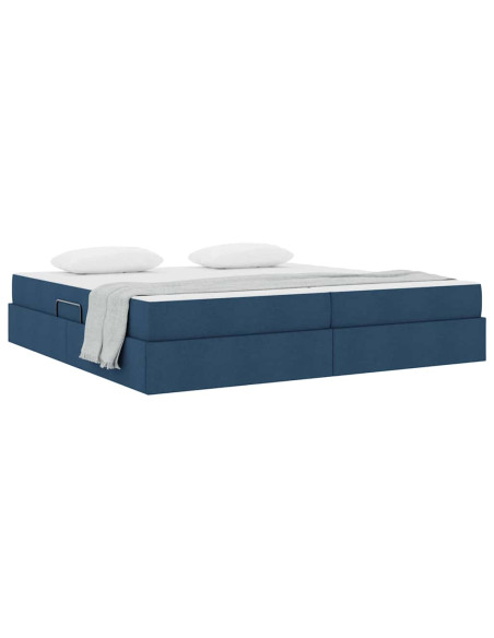 Letto con contenitore e materasso Blu 200 x 200 cm Poliestere