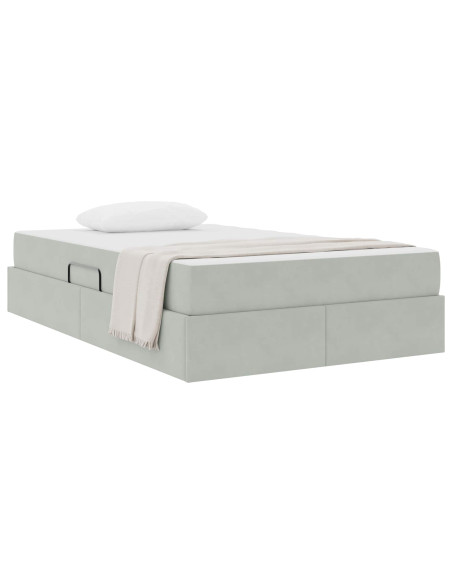 Letto con contenitore e materasso Grigio chiaro 120 x 190 cm