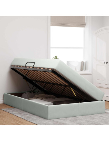 Letto con contenitore e materasso Grigio chiaro 120 x 190 cm
