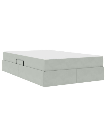 Letto con contenitore e materasso Grigio chiaro 120 x 190 cm