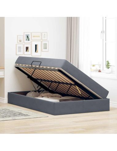 Letto con contenitore e materasso Grigio scuro 120 x 190 cm