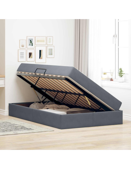 Letto con contenitore e materasso Grigio scuro 120 x 190 cm