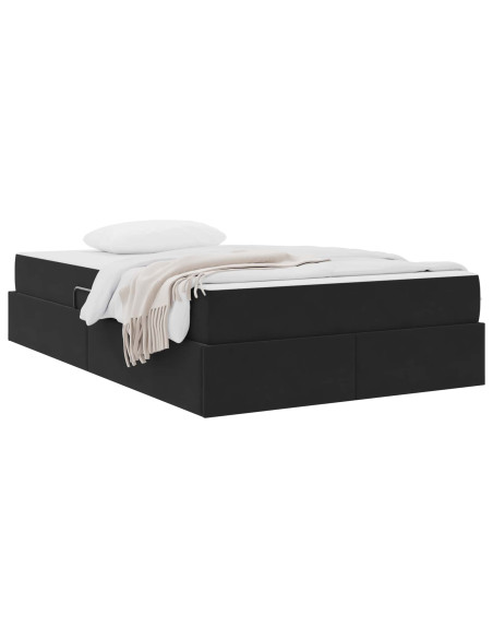 Letto con contenitore e materasso Nero 120 x 190 cm Velluto
