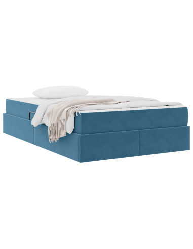Letto con contenitore e materasso Blu 120 x 190 cm Velluto