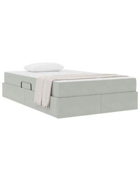 Letto con contenitore e materasso Grigio chiaro 120 x 200 cm