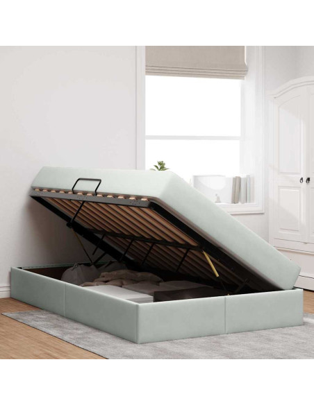 Letto con contenitore e materasso Grigio chiaro 120 x 200 cm