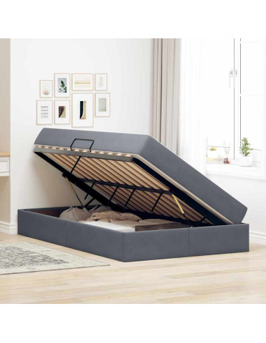 Letto con contenitore e materasso Grigio scuro 120 x 200 cm