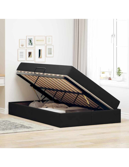 Letto con contenitore e materasso Nero 120 x 200 cm Velluto