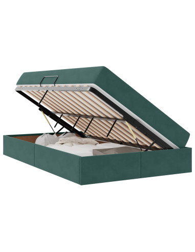 Letto con contenitore e materasso Verde Scuro 120 x 200 cm