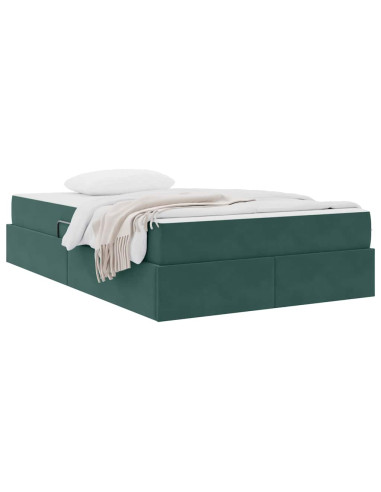 Letto con contenitore e materasso Verde Scuro 120 x 200 cm