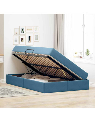 Letto con contenitore e materasso Blu Scuro 120 x 200 cm