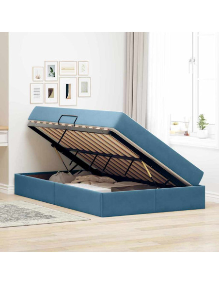 Letto con contenitore e materasso Blu Scuro 120 x 200 cm