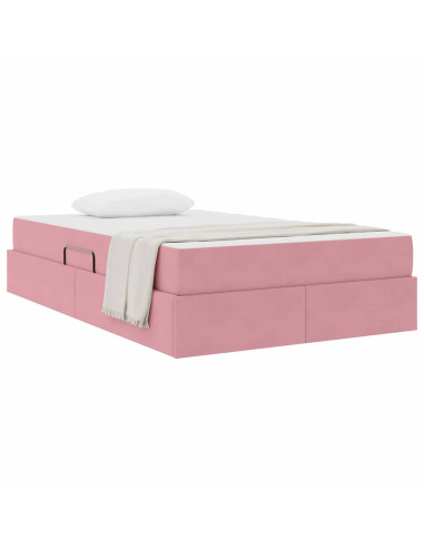 Letto con contenitore e materasso Rosa 120 x 200 cm Velluto
