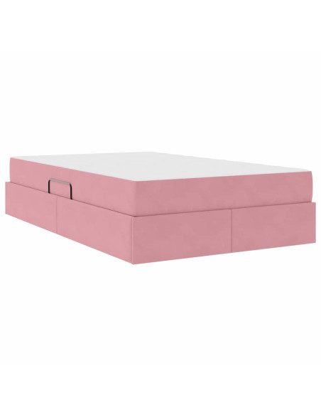 Letto con contenitore e materasso Rosa 120 x 200 cm Velluto