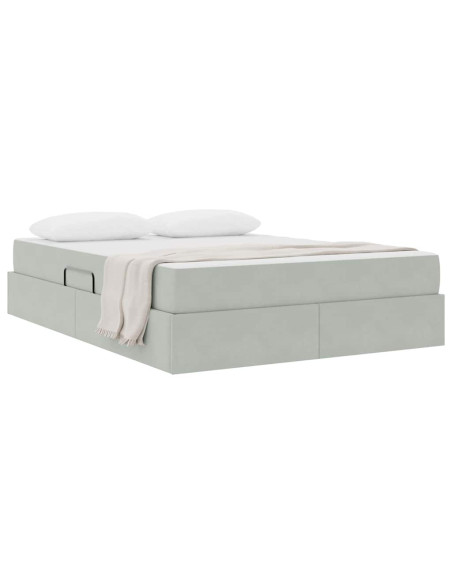 Letto con contenitore e materasso Grigio chiaro 140 x 190 cm