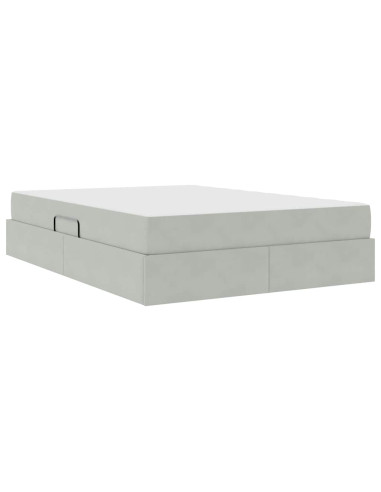 Letto con contenitore e materasso Grigio chiaro 140 x 190 cm