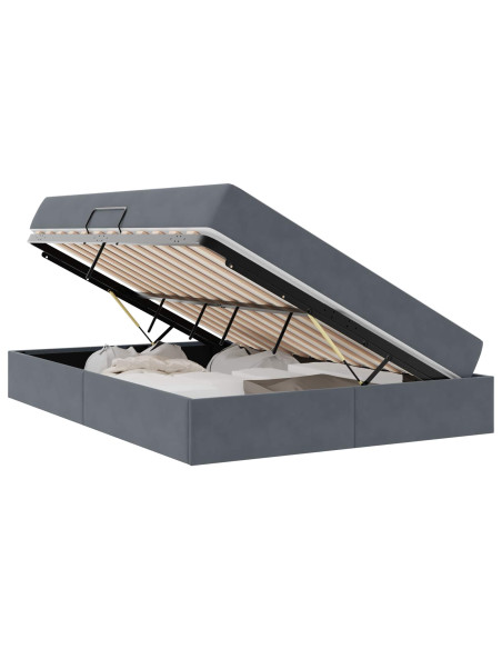 Letto con contenitore e materasso Grigio scuro 140 x 190 cm