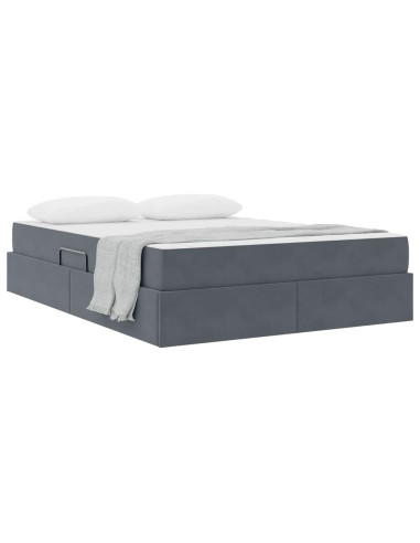 Letto con contenitore e materasso Grigio scuro 140 x 190 cm