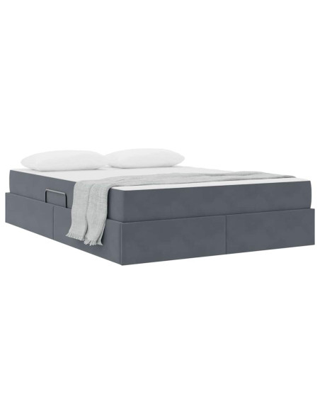 Letto con contenitore e materasso Grigio scuro 140 x 190 cm