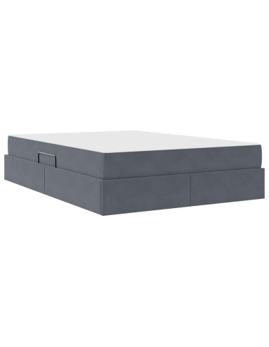 Letto con contenitore e materasso Grigio scuro 140 x 190 cm