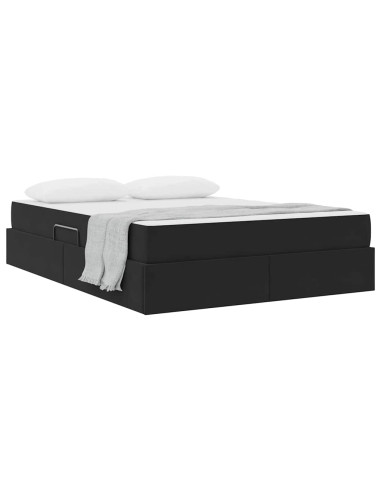 Letto con contenitore e materasso Nero 140 x 190 cm Velluto