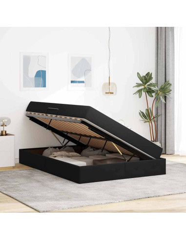Letto con contenitore e materasso Nero 140 x 190 cm Velluto