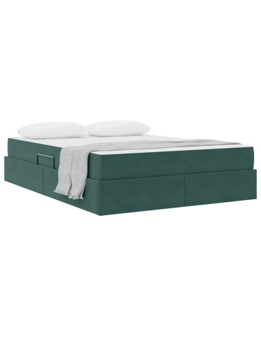 Letto con contenitore e materasso Verde Scuro 140 x 190 cm