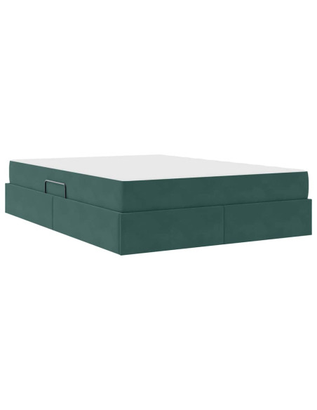 Letto con contenitore e materasso Verde Scuro 140 x 190 cm