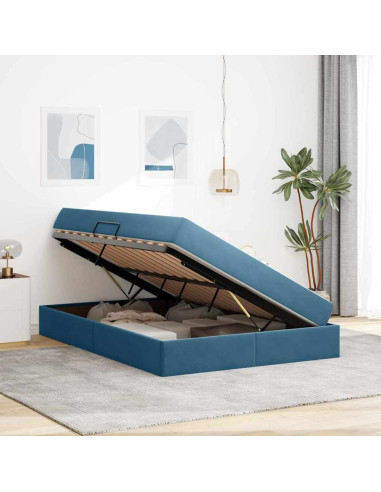 Letto con contenitore e materasso Blu Scuro 140 x 190 cm