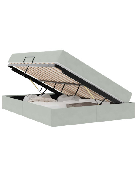 Letto con contenitore e materasso Grigio chiaro 140 x 200 cm