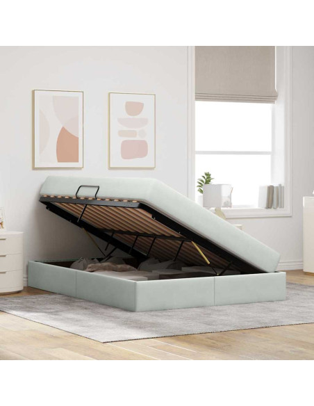 Letto con contenitore e materasso Grigio chiaro 140 x 200 cm