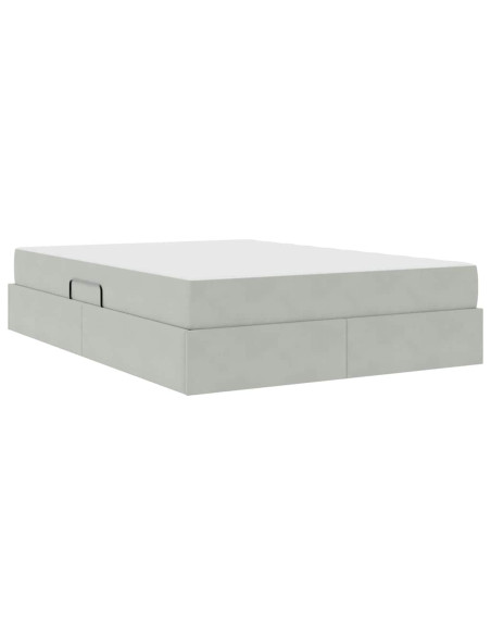 Letto con contenitore e materasso Grigio chiaro 140 x 200 cm