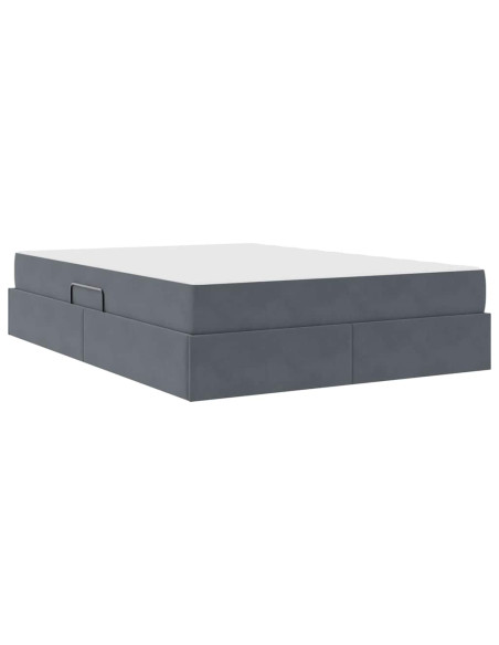 Letto con contenitore e materasso Grigio scuro 140 x 200 cm