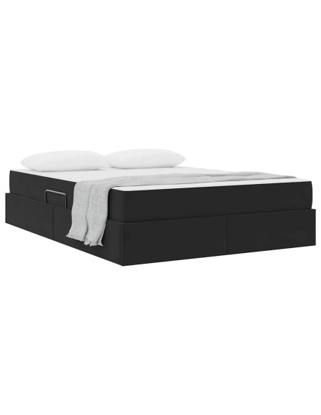 Letto con contenitore e materasso Nero 140 x 200 cm Velluto