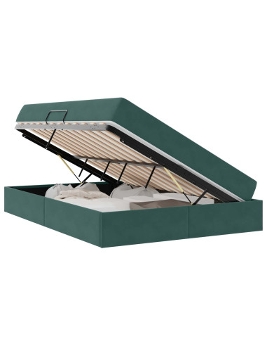 Letto con contenitore e materasso Verde Scuro 140 x 200 cm
