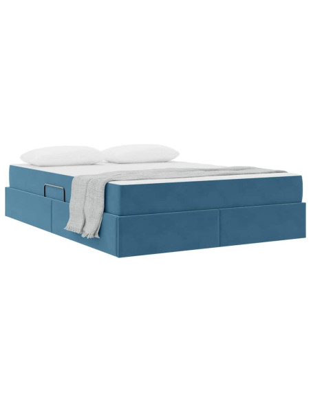 Letto con contenitore e materasso Blu Scuro 140 x 200 cm