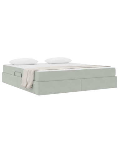 Letto con contenitore e materasso Grigio chiaro 160 x 200 cm