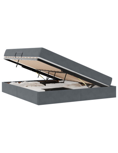 Letto con contenitore e materasso Grigio scuro 160 x 200 cm