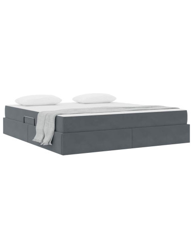 Letto con contenitore e materasso Grigio scuro 160 x 200 cm