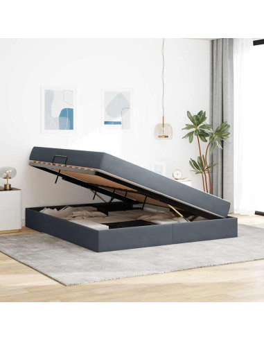 Letto con contenitore e materasso Grigio scuro 160 x 200 cm