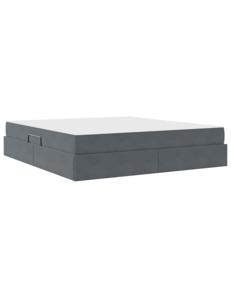 Letto con contenitore e materasso Grigio scuro 160 x 200 cm