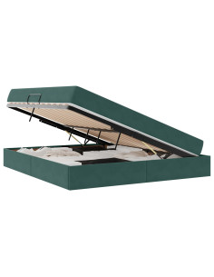Letto con contenitore e materasso Verde Scuro 160 x 200 cm 2