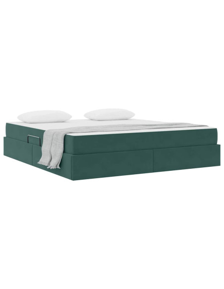 Letto con contenitore e materasso Verde Scuro 160 x 200 cm