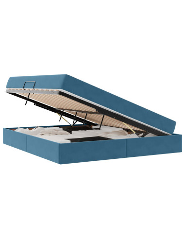 Letto con contenitore e materasso Blu Scuro 160 x 200 cm