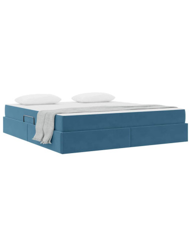 Letto con contenitore e materasso Blu Scuro 160 x 200 cm