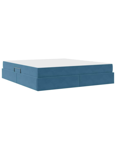 Letto con contenitore e materasso Blu Scuro 160 x 200 cm