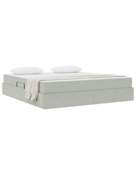 Letto con contenitore e materasso Grigio chiaro 180 x 200 cm